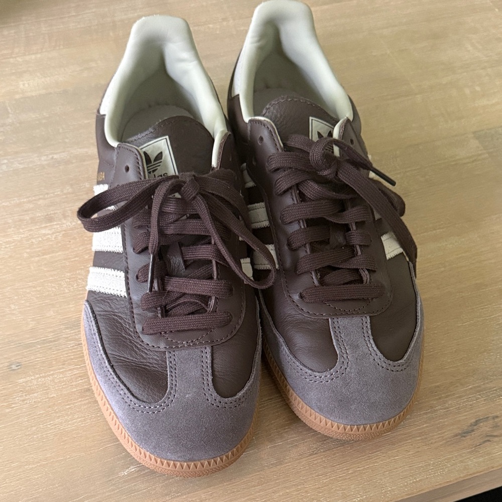 adidas Brown Leather Samba Sneakers - Picture 2 of 4
